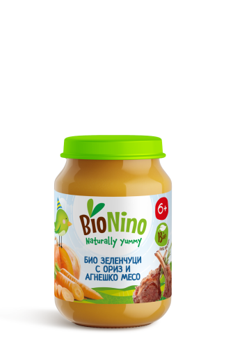 Bionino зеленчуци с ориз и агнешко месо 6+