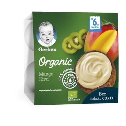 Gerber® Organic Десерт Манго, киви и кокос 6м+ , 4 бр