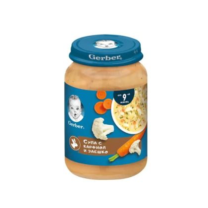GERBER® Храна за бебета Супа с карфиол и заешко пюре