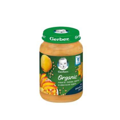 GERBER ORGANIC Манго, тиква, дюла и овесени ядки пюре 9+м