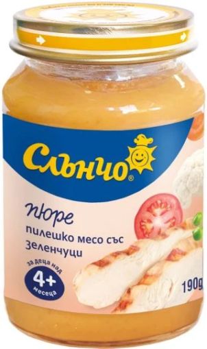 Слънчо меню Пилешко месо със зеленчуци пюре 4м+