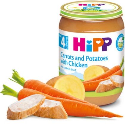Hipp  Моркови с Картофи и Пиле Био пюре 4м+