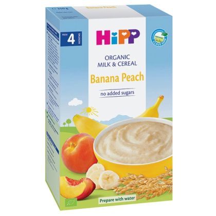 Hipp инстантна Млечна Био каша Банан и Праскова 4м+