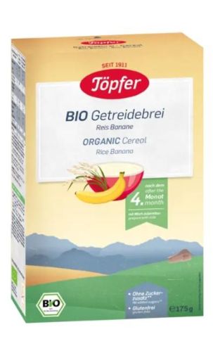 Topfer Bio Безмлечна каша с Ориз и Банан 4м+