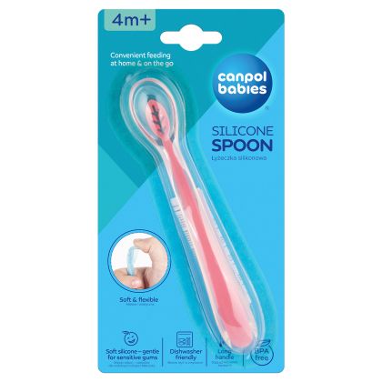 Canpol силиконова лъжичка розова 4м+