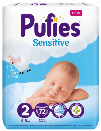 Pufies 2 пелени Sensitive  72 броя