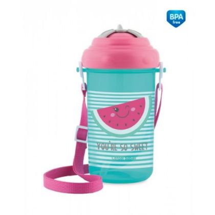 Canpol шише със сламка и капаче диня 12м+ 400 мл