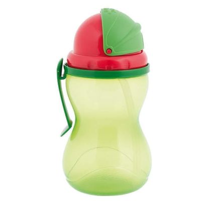 Canpol шише със сламка и капаче зелено 12м+ 370 мл