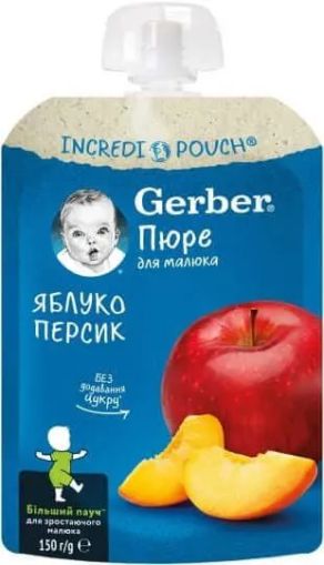 Gerber пауч ябълка и праскова 6м+ 150 г