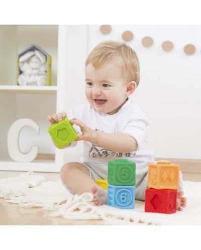 Меки гумени бебешки кубчета 3м+ 6бр