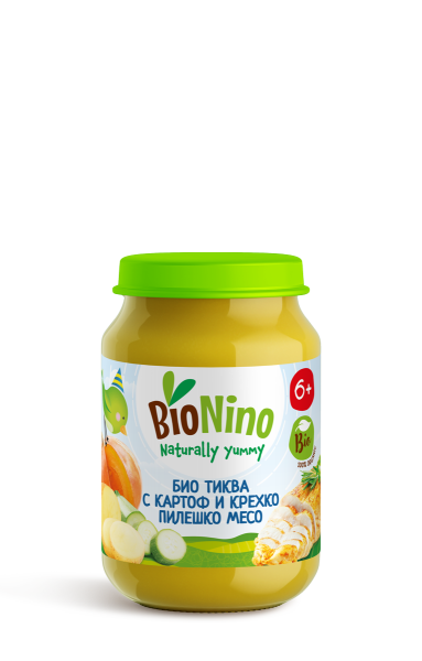 Bionino Тиква картоф тиквички и пилешко 6+