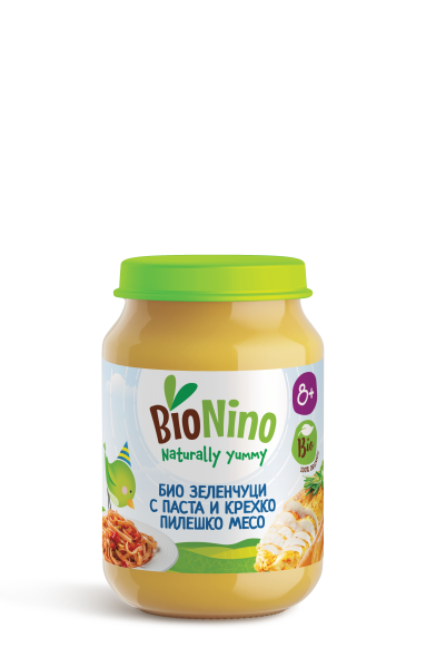 Bionino Зеленчуци с паста и крехко пилешко месо