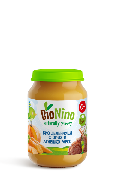 Bionino зеленчуци с ориз и агнешко месо 6+