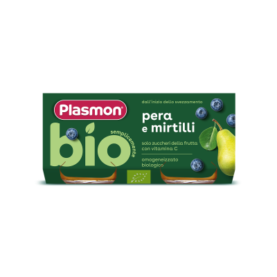 Plasmon Bio Плодово пюре круша с боровинка за деца 6М+
