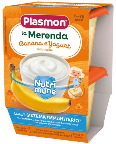 Млечен десерт Plasmon банан и йогурт 6М+