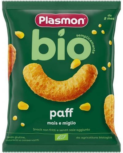 Био хрупанки Plasmon - Bio Paff, царевица и просо 8м+
