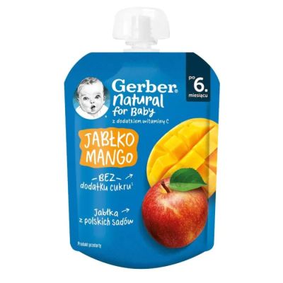 Nestle Gerber Пауч Плодова закуска с ябълка и манго 6м+