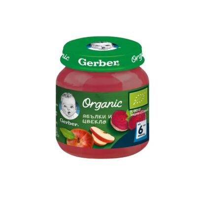 GERBER® Organic Храна за бебета Ябълки и цвекло пюре  6м+