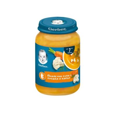 GERBER® Храна за бебета Пролетна супа с пуешко и копър пюре 7м+