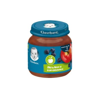 GERBER® Храна за бебета Ябълки и боровинки пюре 6м+