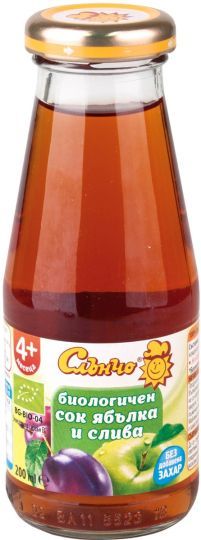 Слънчо Био сок Ябълки и Сливи 4м+