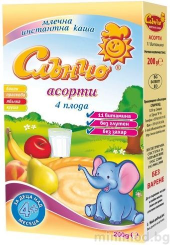 Слънчо Млечна Асорти каша 4м+