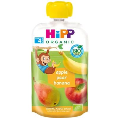 Hipp Organic закуска ябълка, круша и банан 4м+