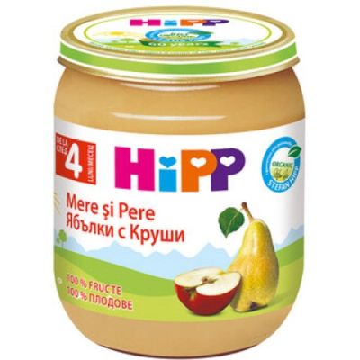 Hipp  Ябълки и Круши Био пюре 4м+
