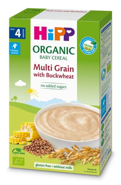 Hipp Безмлечна инстантна многозърнеста Био каша с Елда 4м+ 