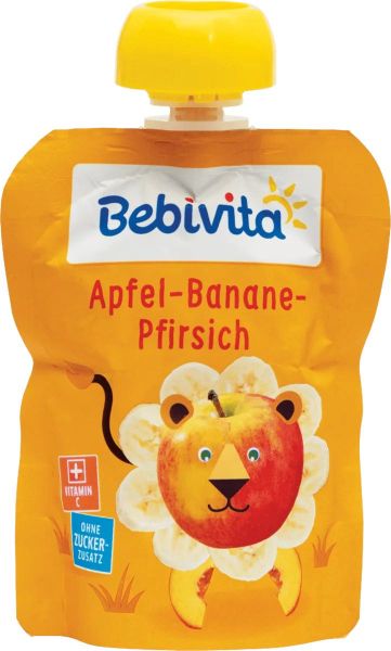 Bebivita Плодова закуска Ябълка с Банан и Праскова 12м+