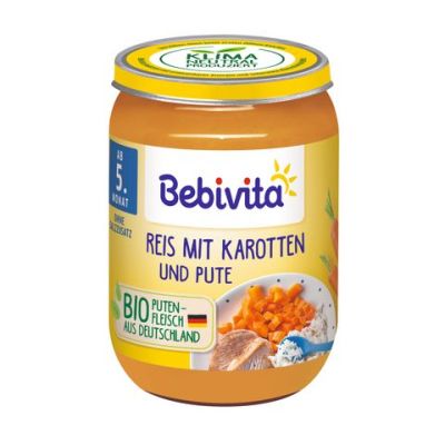 Bebivita Ориз с Моркови и Пуешко Био пюре 5м+