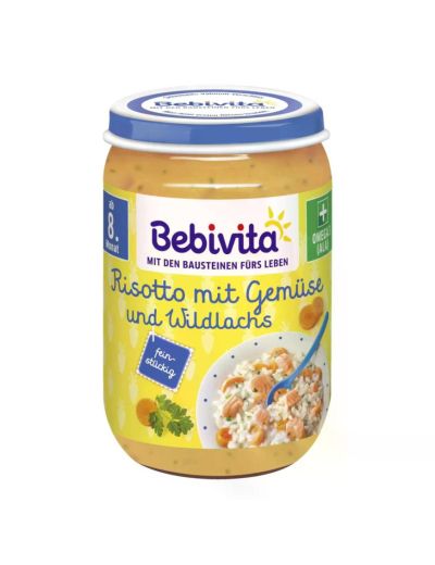 Bebivita Ризото със Зеленчуци и дива Сьомга пюре 8м+