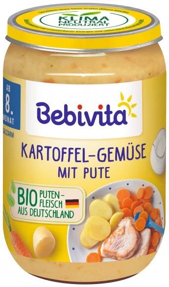 Bebivita Картофи, Зеленчуци, Пуешко месо пюре 8м+