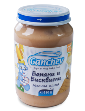 Ganchev Млечна каша Банани и Бисквити пюре 4м+