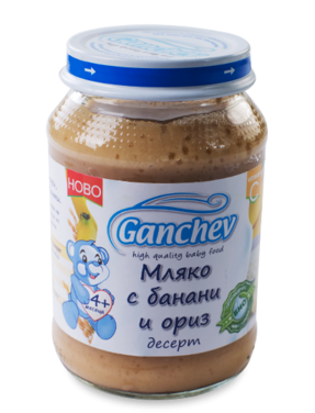 Ganchev Десерт Мляко с Банани и Ориз 4м+