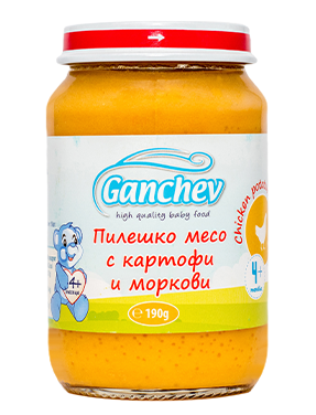 Ganchev Пилешко месо с Картофи и Моркови пюре 4м+