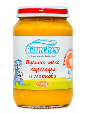 Ganchev Пуешко месо с Картофи и Моркови пюре 4м+