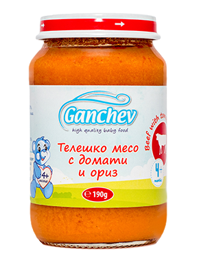 Ganchev Телешко месо с Домати и Ориз пюре 4м+