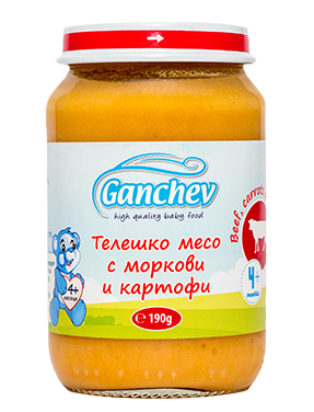 Ganchev Телешко месо с Моркови и Картофи пюре 4м+