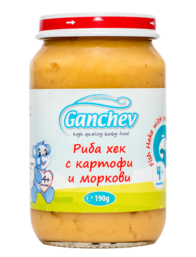 Ganchev Риба Хек с Картофи и Моркови пюре 4м+