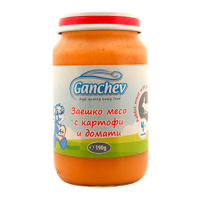 Ganchev Заешко месо с Картофи и Домати пюре 4м+