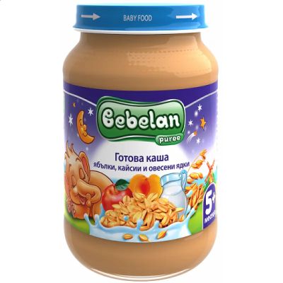 Bebelan Готова каша Ябълки, Кайсии и Овесени ядки пюре 5м+