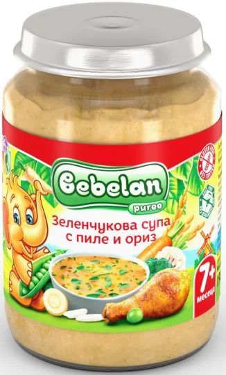 Bebelan Зеленчукова супа с Пиле и Ориз пюре 7м+