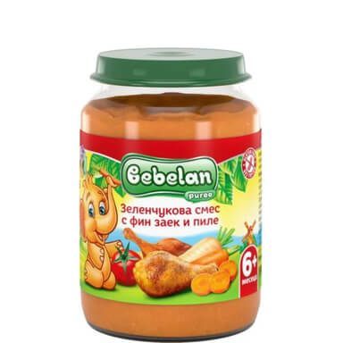 Bebelan Зеленчукова смес с фин Заек и Пиле пюре 6м+