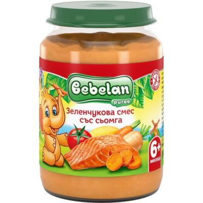 Bebelan Зеленчукова смес със Сьомга пюре 6м+