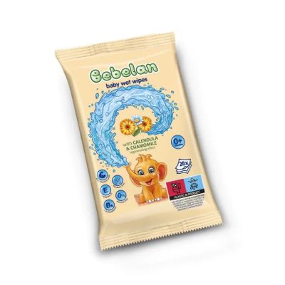 Bebelan Бебешки мокри кърпи с Невен и Лайка 20 бр