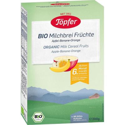 Topfer  Bio Млечна каша с Ябълка, Банан и Портокал 6м+