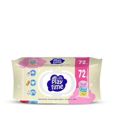 Play Time мокри кърпички жълти 72 бр