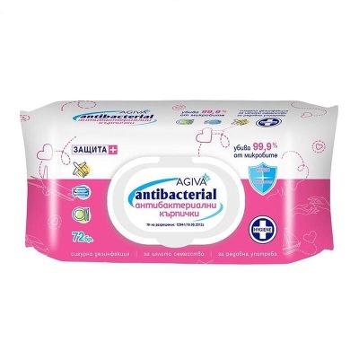 AGIVA Антибактериални влажни кърпички розов 72 бр