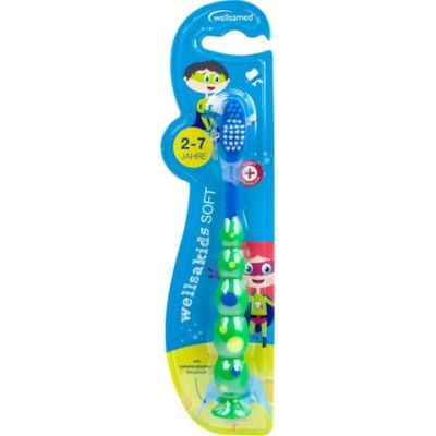Wellsamed Детска четка за зъби Зелен за деца от 2 - 7 г 